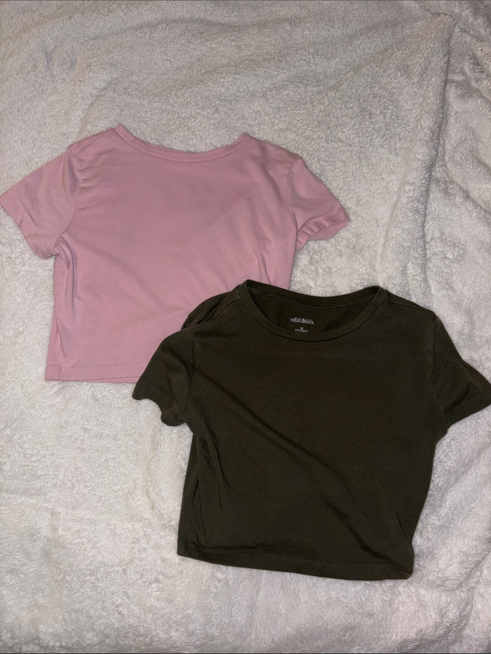 wild fable Pink & Olive Short Sleeve Crop Tee Set